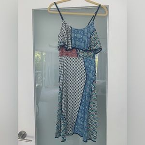 Plenty by Tracy Reece patchwork print midi dress in size 10 fits like a M